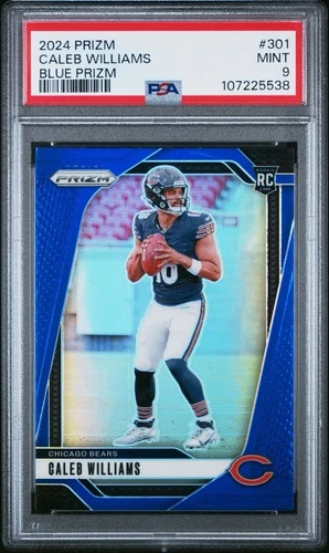 2024 Prizm Caleb Williams Blue Prizm SSP #301 RC PSA 9 POP 8 Chicago Bears