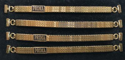 4 x Vintage Prima Gold Plated Stainless Steel Watch Straps 10mm NOS New Old Stoc