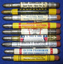 9 Livestock Commission Bullet Pencils Sioux City Sioux Falls Omaha Yankton & KC