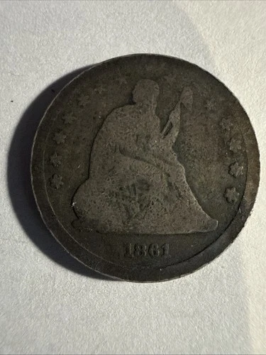 1861 Seated Liberty Quarter AG Condition