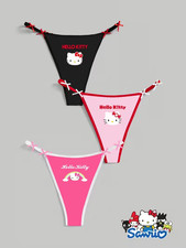 Sanrio Hello Kitty Pink Cute Cartoon Kawaii G-String Thong Panties - Pack of 3