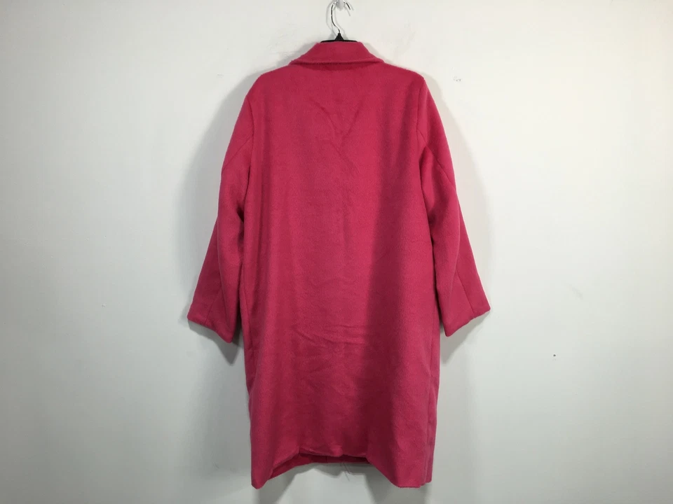 Abrigo Boohoo de lana cepillada con botones, talla 12 {US} - rosa oscuro para mujer Foto 2 de 4