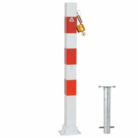 Absperrpfosten Klappbar 70 X 70 Mm Weiß Rot FüR Vorhangschloss Zum Einbetonieren