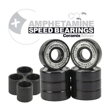 Amphetamine Skateboard Longboard Speed Bearings Set of 8 Pre-Lubricated Ceramic 