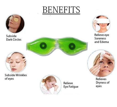 Aloe Vera Cool Gel Eye Mask Summer Ice Cooling Sleeping Mask for Eye- Pack of 12 - Picture 3 of 5