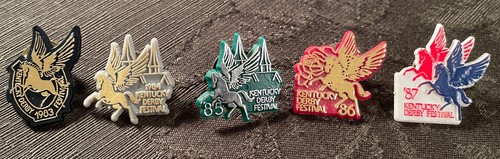 Set of (5) 1983,1984,1985,1986,1987 Kentucky KY Derby Festival Pegasus Pin Pins