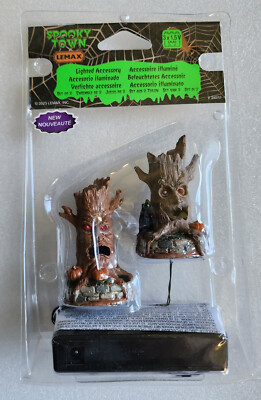 2023 Lemax Spooky Town Haunted Tree Trunks - Set of 2 #30472 - Lighted Accessory