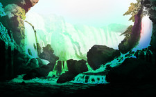 Landscape waterfall bit 8bit water art Custom Gaming Mat Desk