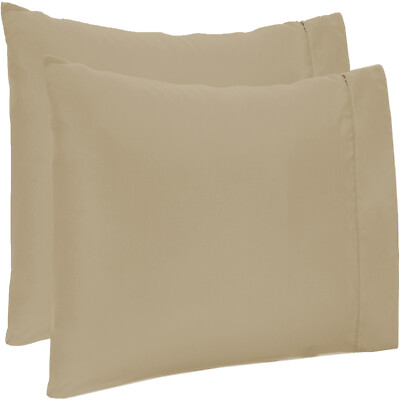 2 PCs OR 4 PCs Pillow Case Set 100% Cotton Taupe Solid Queen,King Size