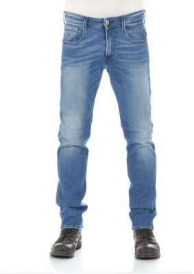Replay Herren Jeans Jeanshose Stretchjeans Anbass Slim Fit Blau - Medium Blue 