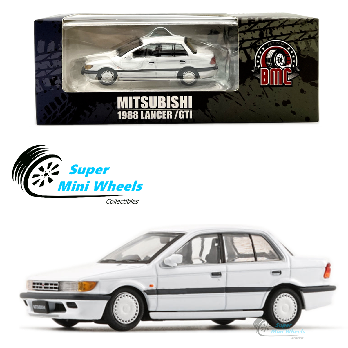 BM Creations 1:64 1988 Mitsubishi Lancer GTI (White) with