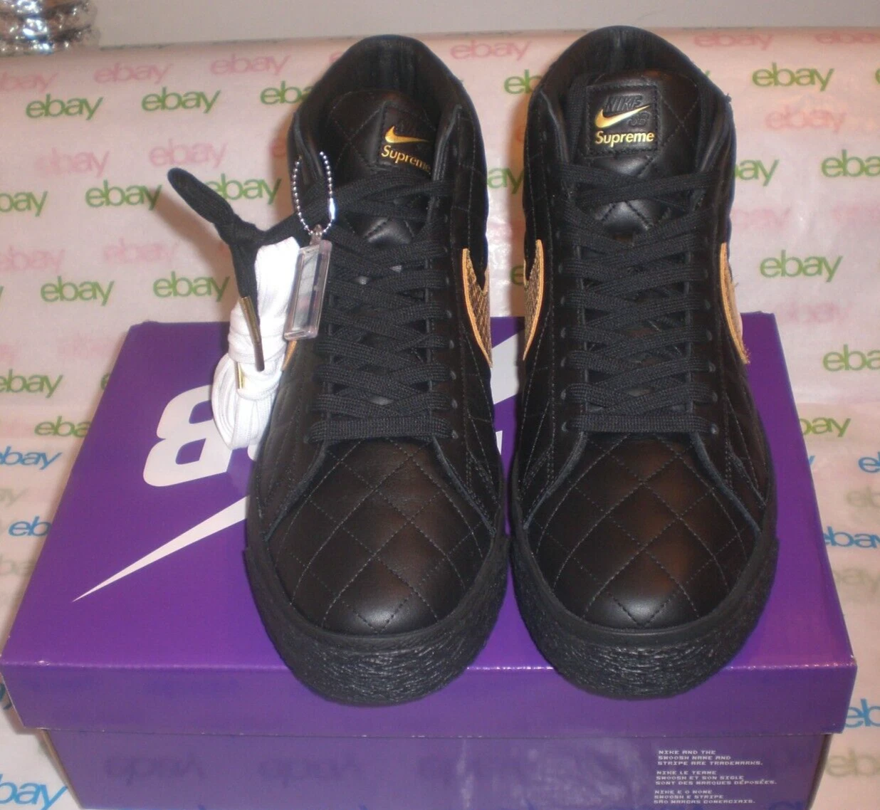 NIKE SB BLAZER MID QS SUPREME NOIR HOMME TAILLE 11 NEUF DANS SA BOÎTE DV5078 001 DS
