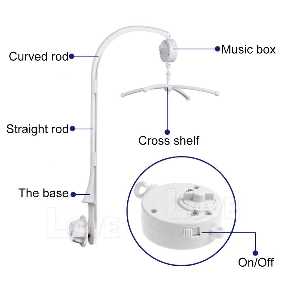 Baby Crib Mobile Bed Bell Toy Holder Arm Bracket Wind-up Music Box Cot Gift AU - image 2 of 4