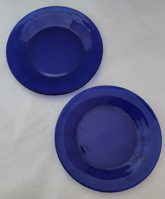 Vintage Libbey Duratuff USA Cobalt Blue Glass 5.5'' Bread Plates (D5)