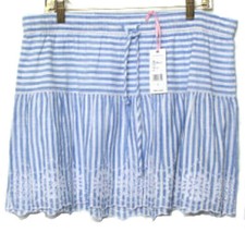 Vineyard Vines Women Blue Striped Eyelet Scalloped Hem Lined Cotton Skirt NWT 8