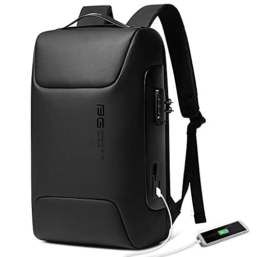 Anti Theft Backpack with USB Port - Lightweight Black Single Pocket