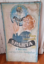 RAR! gro&szlig;es Reklameschild Sparta Creme 4711 aus Pappe um 1930 Reklame 95x24,5cm