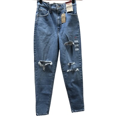 Levis high waisted mom taper ripped Ankle jeans size 26 x 29 NWT Distressed 