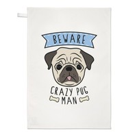 Beware VerrüCkte Mops Mann Geschirrtuch SpüLlappen - Lustig Hund Tiere Süß Welpe