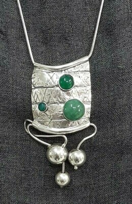 Vintage 80''s Silver 925 Big Rachel Gera Pendent O.O.A.K Signed Modernist Design.