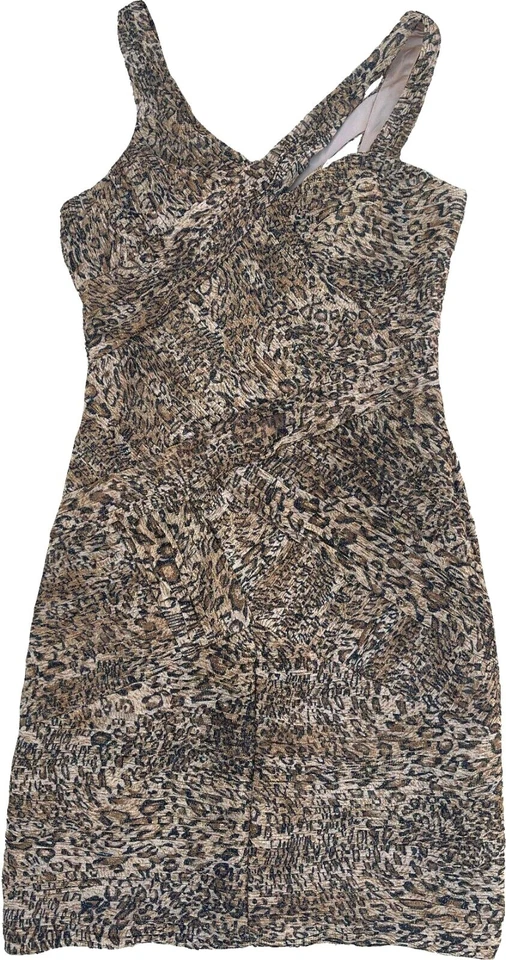 Платье леопардовое Sue Wong черное золото металлик сетка асимметричный вырез 8 