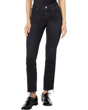 PAIGE Cindy High Rise Straight Ankle Raw Hem in Black Lotus 2702 Size 31