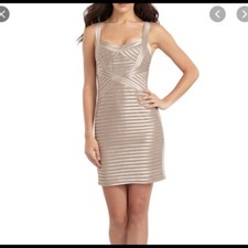 BCBGMAXAZRIA Taupe Bandage Dress Cocktail