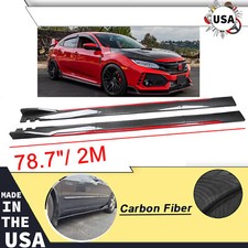 For Honda Civic Carbon Fiber Look Side Skirt Extension Spoiler Splitter Q