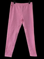 Polo Ralph Lauren Girl's Pink White Gingham Check Elastic Waist Legging Pant XL