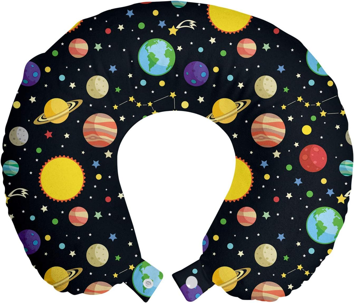 Space Travel Pillow Neck Rest with Comets Constellations and Polka Dot Stars-image
