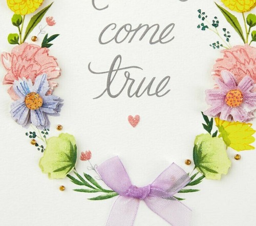 Hallmark Baby Glückwunschkarte Signatur ~ 3D Dreams Come True Blumenkranz - Bild 2 von 2
