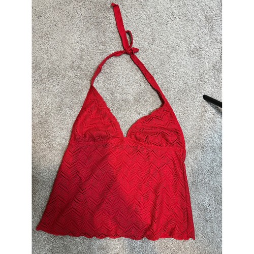 Mossimo Red Crochet Halter Tank Top Y2K Size M