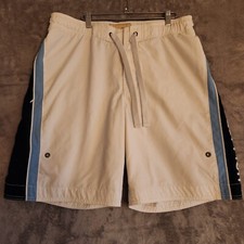 Men's Hollister Swim Trunks White Swim Board Shorts Size 34 Embroider Logo Beach