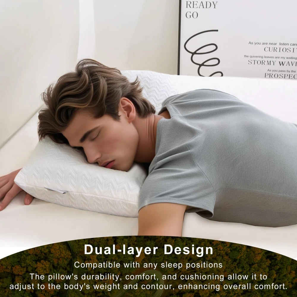 Travel Pillow, Memory Foam Pillow Compressible Camping Pillow with Washable C