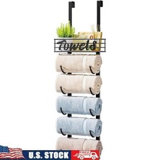 Over Door Towel Rack Metal Wall Mount Storage Organizer Durable Space Saver New