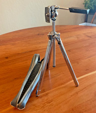 Vintage Sunset HEAVY CHROME Telescoping Tripod 11"- 17" W/Zipper Case