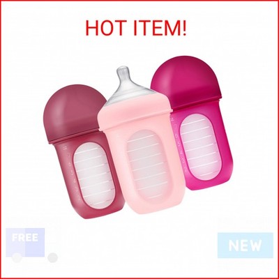 Boon Nursh Bottles - Silicone Baby Bottles Help Ease Colic Symptoms - Reusable F