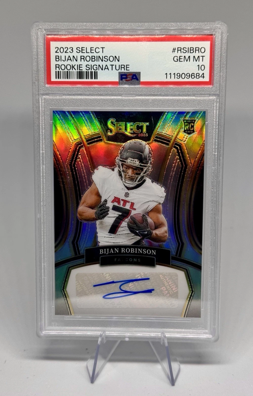 Bijan Robinson Panini Select Rookie Signatures #RSIBRO Black Prizm 1/1