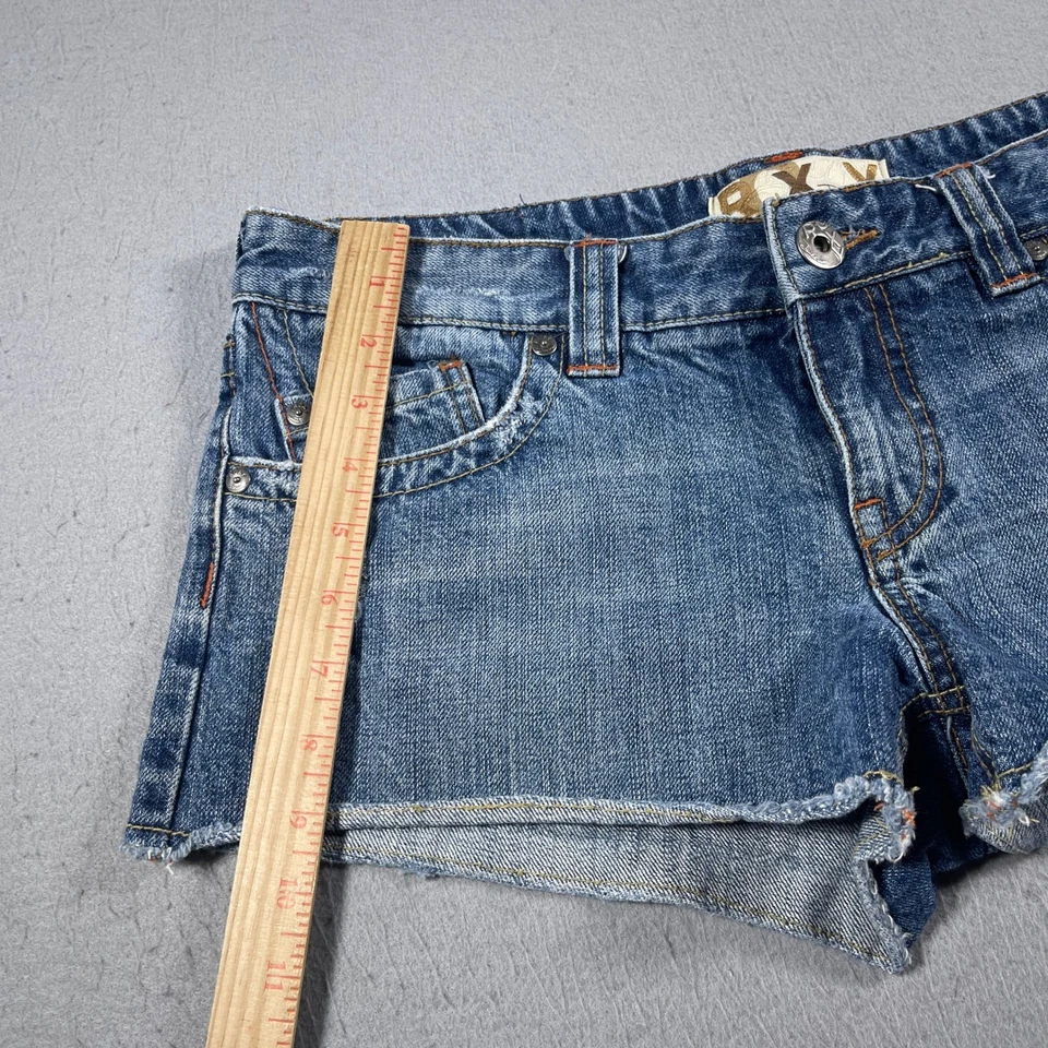 Vintage Roxy Women 11 Booty Denim Shorts Distressed Cutoff Blue Summer Y2K - Image 4 of 4