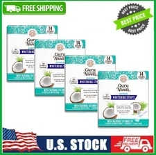 4 PACK GuruNanda Teeth Whitening Strips - At Home Kit Infused with Coconut Oil