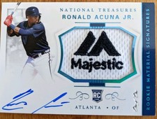 RONALD ACUNA JR 2018 PANINI NATIONAL TREASURES ROOKIE MAJESTIC PATCH AUTO  1/1