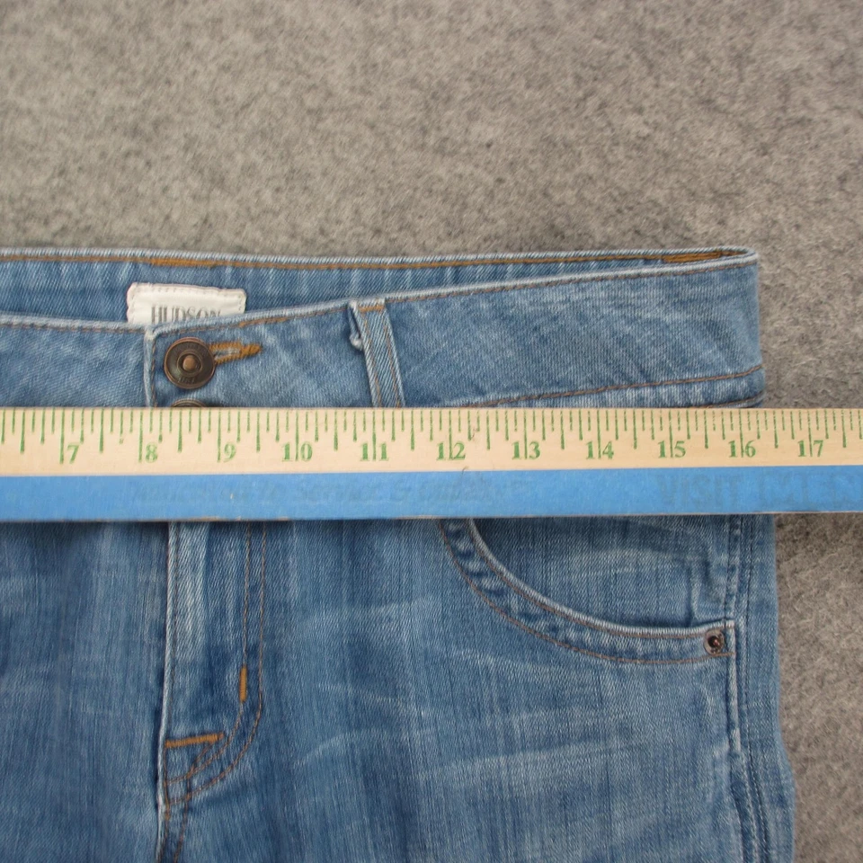 Pantalones de mezclilla Hudson para mujer 28 azules corte bota tiro bajo solapa bolsillo hechos en EE. UU. elásticos Foto 3 de 4
