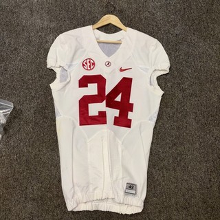 Rare Alabama College Football GAME WORN #24 Jersey White Football