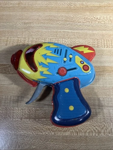 Retro Schylling Atomic Tin Litho Space Ray Gun Mechanical Toy Sounds And Lights