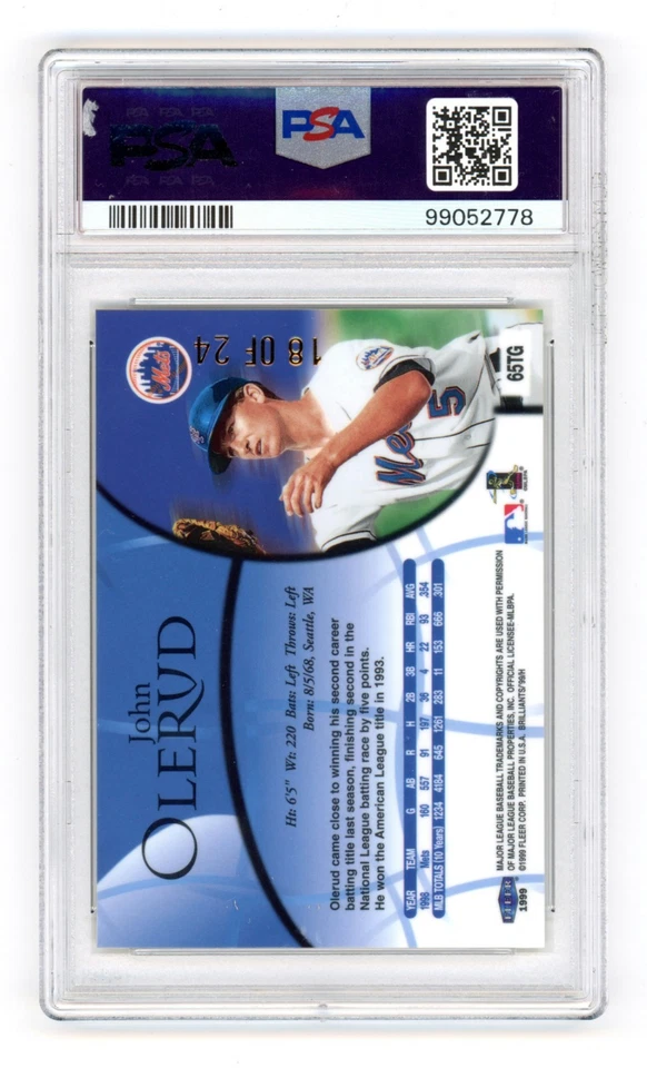 John Olerud 1999 Fleer Brilliants oro 24 quilates 18/24 PSA 8 RARO Foto 3 de 3