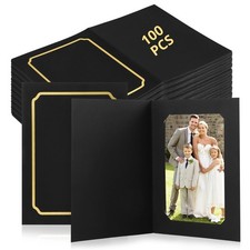 100 Pcs Photo Folders for 4x6 or 5x7 Pictures Black Paper Picture Frame Bulk ...