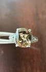 Vintage Designer CNA Ornate Sterling Silver & Smoky Quartz Ring Size 9