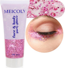 Pink Face Body Glitter,Holographic Sparkly Hair Glitter,Pink Accessories for Spi