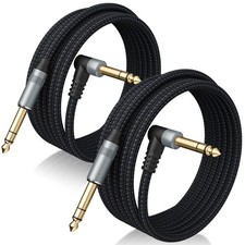 2 Pack 10FT 1/4 Inch TRS Cable - Stereo Audio Cable for Guitar, Mixer, Monitor