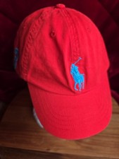 Polo Ralph Lauren Kids Red Cotton Baseball Hat Youth One Size 4-7 Big Logo 3